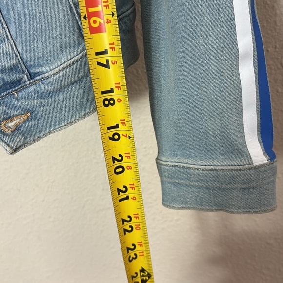 Aaiko Denim Blue Light Wash Striped Jacket size XS - Picture 8 of 9